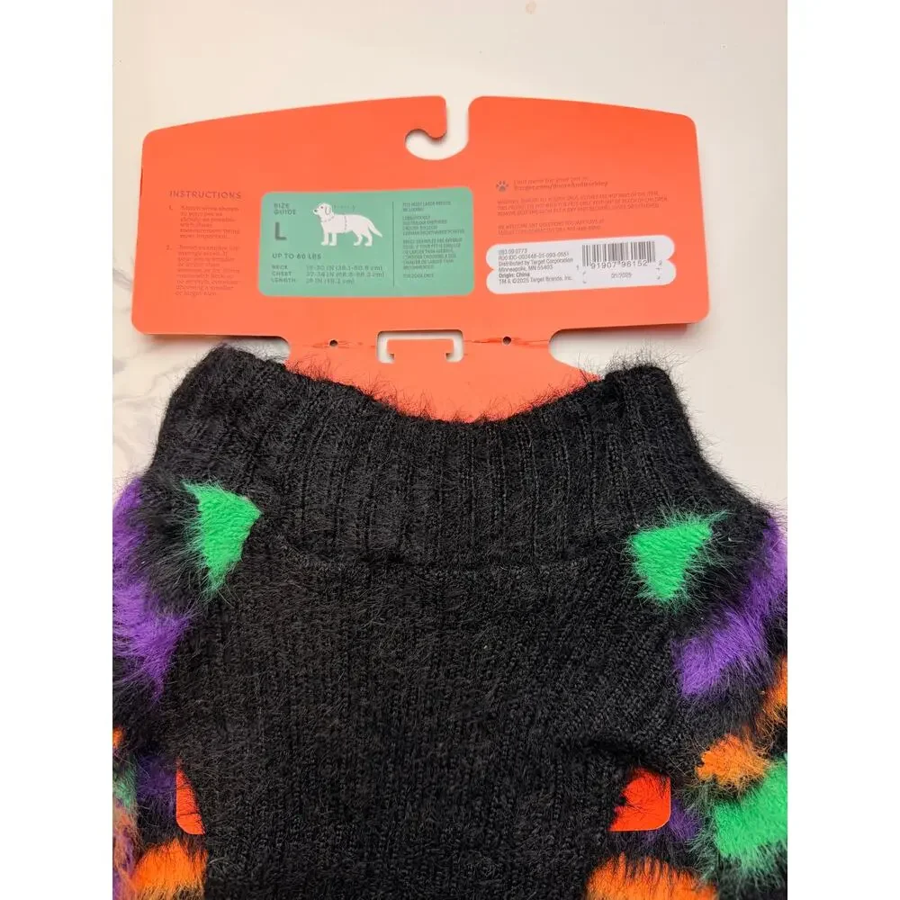 Boots & Barkley Halloween Pet Sweater Large Fuzzy Striped Dog Sweater NWT